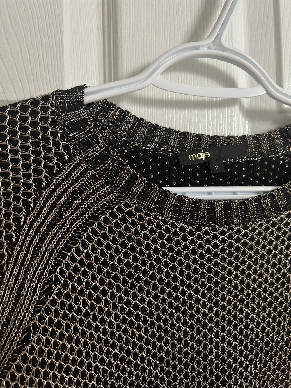 Maje Black Sweater with Metallic Threading
